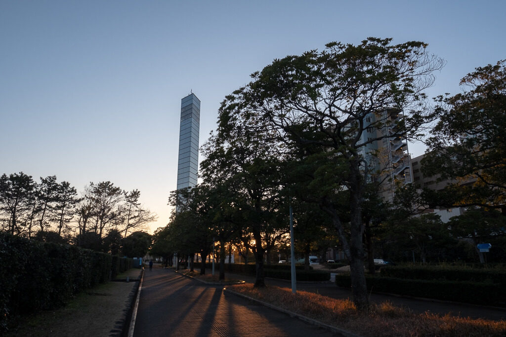 夕日と千葉ポートタワー